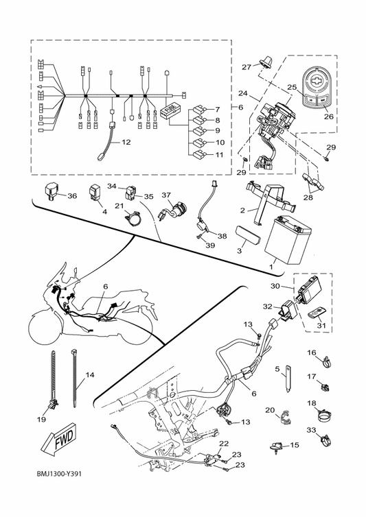 Yamaha BMJ-H2590-00 Wire Harness Assy — shown on the Electrical 1 parts diagram