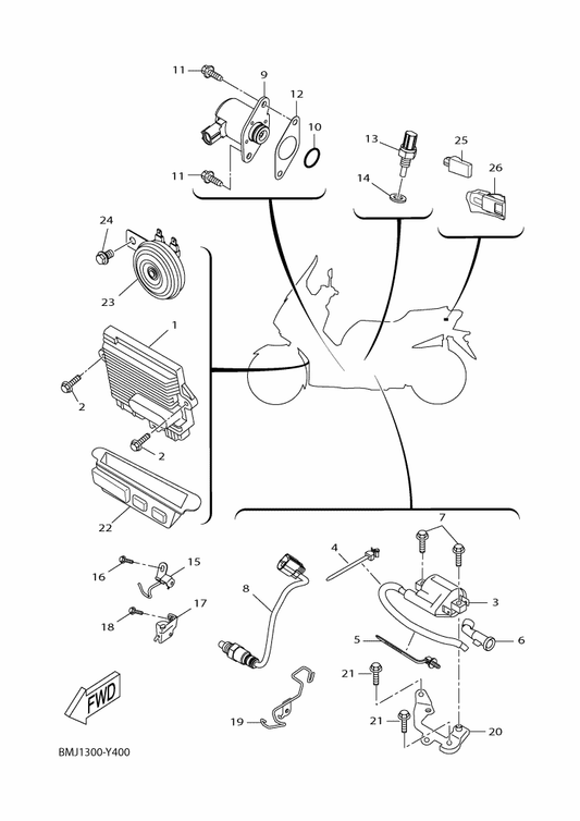Yamaha 90105-068C7 Bolt, Flange — shown on the Electrical 2 parts diagram