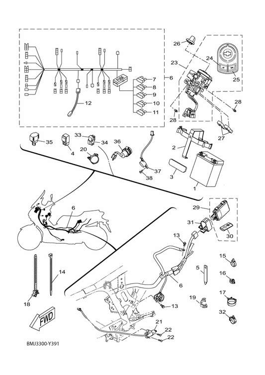 Yamaha BMJ-H2590-10 Wire Harness Assy — shown on the Electrical 1 parts diagram