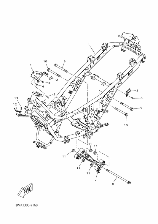 Yamaha BMK-F1110-01 Frame Comp. — shown on the Frame parts diagram