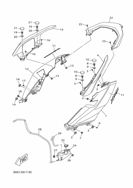Yamaha BXJ-F474A-00-P5 Assist, Grip — shown on the Side Cover parts diagram