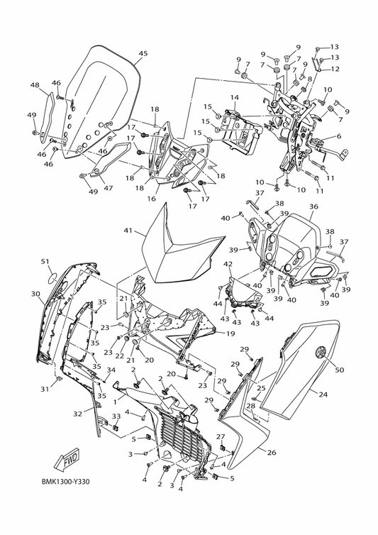 Yamaha BMK-F8351-00-P7 Cowling — shown on the Windshield parts diagram