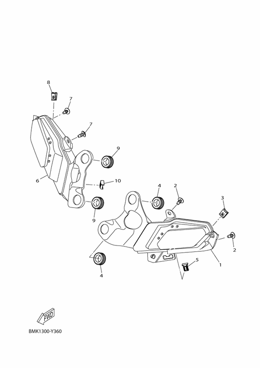 Yamaha BKA-H3310-00 Front Flasher Light Assy 1 — shown on the Flasher Light parts diagram