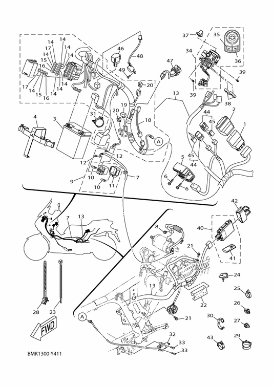 Yamaha BKA-H6260-42 Remote Control Unit Assy — shown on the Electrical 1 parts diagram
