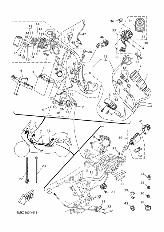 Yamaha BMK-H591A-11 Engine Control Unit Assy — shown on the Electrical 1 parts diagram