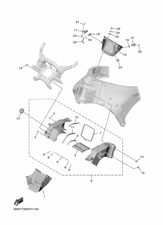 Yamaha B3L-2832E-G0 Duct Assy — shown on the Intake 3 parts diagram