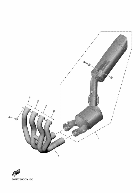 Yamaha 90798-33324 Muffler Assy 1 — shown on the Exhaust parts diagram