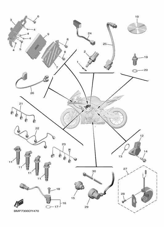 Yamaha B3L-8591A-A0 Engine Control Unit Assy — shown on the Electrical 1 parts diagram