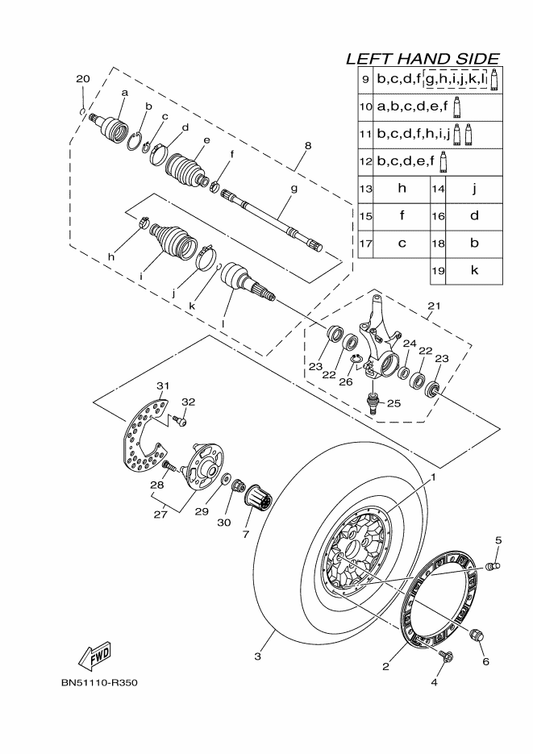 Yamaha 1XD-F530T-10 . Ball Joint Set — shown on the Front Wheel parts diagram