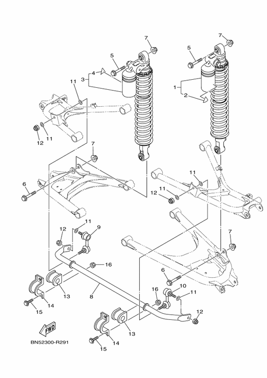 Yamaha 2MB-F220U-90 Rr. Shock Absorber Assy. ,2 — shown on the Rear Suspension parts diagram
