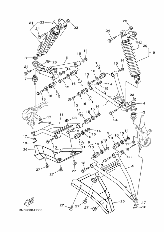 Yamaha 2MB-F350B-50 Fr. Shock Absorber Assy. ,2 — shown on the Front Suspension & Wheel parts diagram