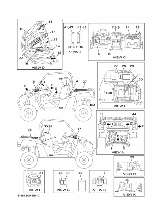 Yamaha BN5-F1784-10 Emblem 4 — shown on the Emblem & Label 1 parts diagram