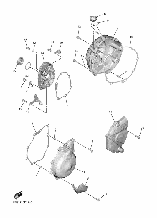 Yamaha 2C0-15456-01 Gasket, Oil Pump Cover 1 — shown on the Crankcase Cover 1 parts diagram