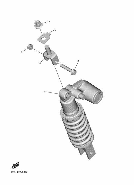 Yamaha BN6-22210-10 Shock Absorber Assy, Rear — shown on the Rear Suspension parts diagram