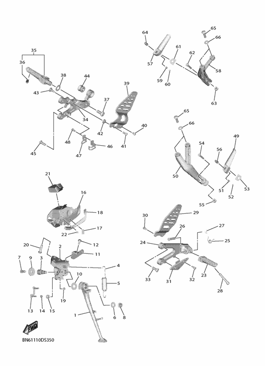 Yamaha BN6-27453-00 Cover 1 — shown on the Stand & Footrest parts diagram