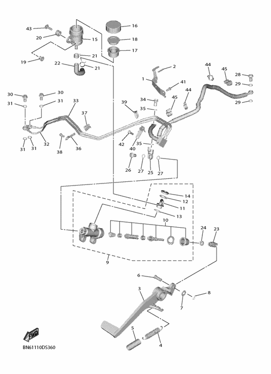 Yamaha BN6-25885-00 Joint — shown on the Rear Master Cylinder parts diagram