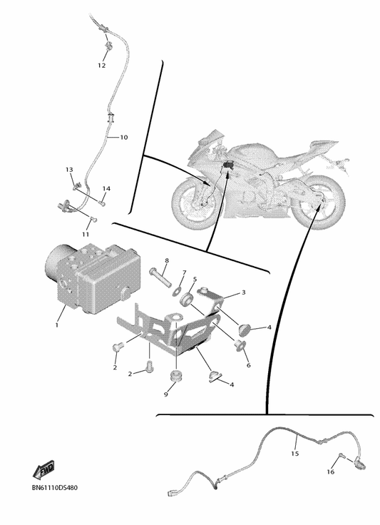 Yamaha BN6-85970-01 Wheel Sensor Assy, Front — shown on the Electrical 3 parts diagram