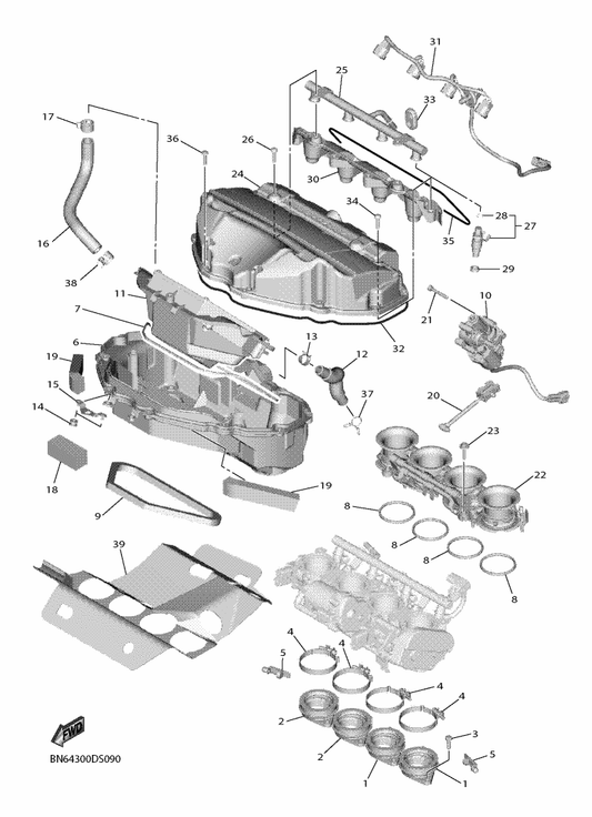 Yamaha 13S-85870-01 Geared Motor Comp. 2 — shown on the Intake parts diagram