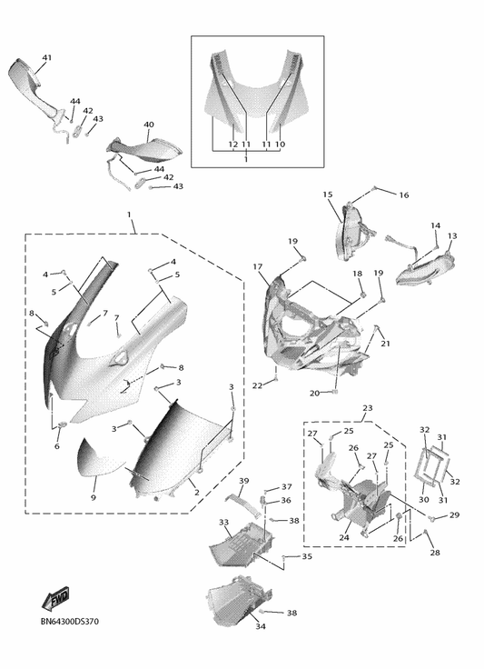 Yamaha BN6-Y283G-60-P0 Body, Front Upper 1 — shown on the Cowling 1 parts diagram