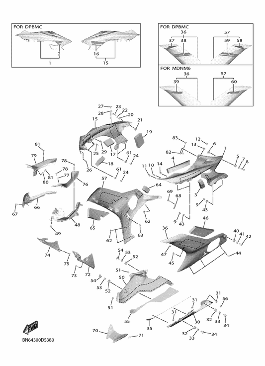 Yamaha 90183-060A6 . Nut, Spring — shown on the Cowling 2 parts diagram