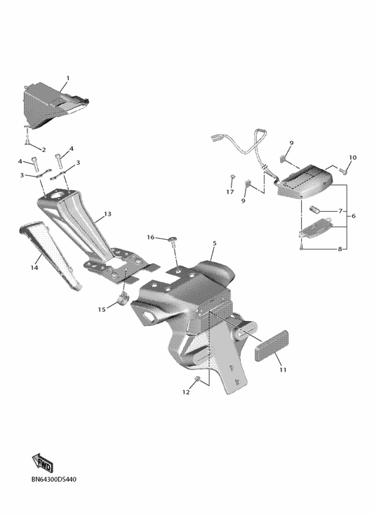Yamaha BN6-2163E-00 Cover, Rear Fender 2 — shown on the Taillight parts diagram