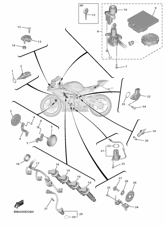 Yamaha BN6-85112-00 Bracket, Reflector 1 — shown on the Electrical 1 parts diagram