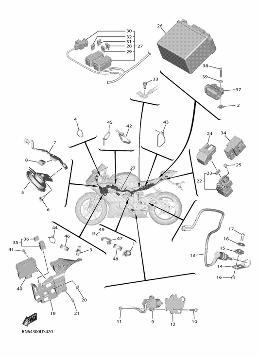 Yamaha 2C0-27961-00 Bracket, Sensor 1 — shown on the Electrical 2 parts diagram