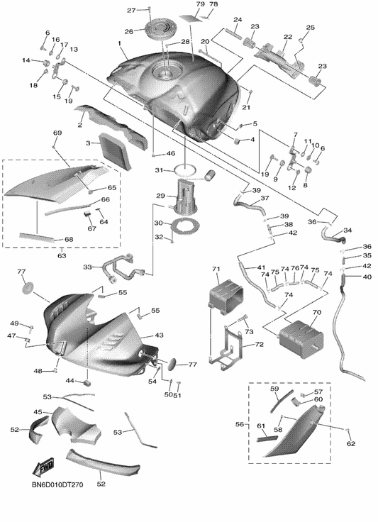 Yamaha BN6-2171A-00-P1 Cover, Top — shown on the フユエルタンク parts diagram
