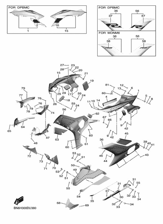 Yamaha BN6-W217W-30-P1 Cover Assy 8 — shown on the Cowling 2 parts diagram