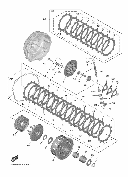 Yamaha BN6-W001G-00 Clutch Plate Kit — shown on the Clutch parts diagram