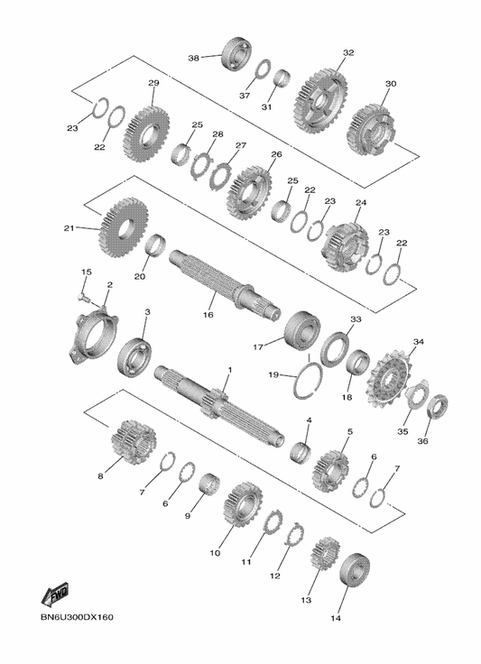 Yamaha 93306-20562 Bearing — shown on the Transmission parts diagram