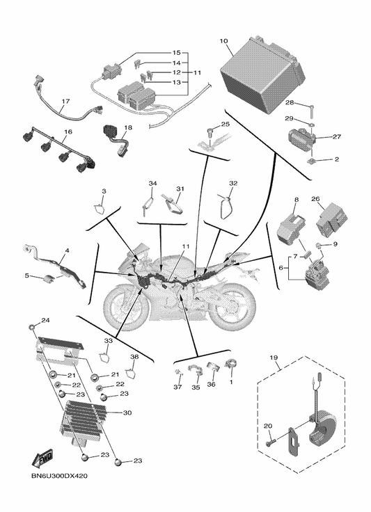 Yamaha BN6-82590-70 Wire Harness Assy — shown on the Electrical 2 parts diagram