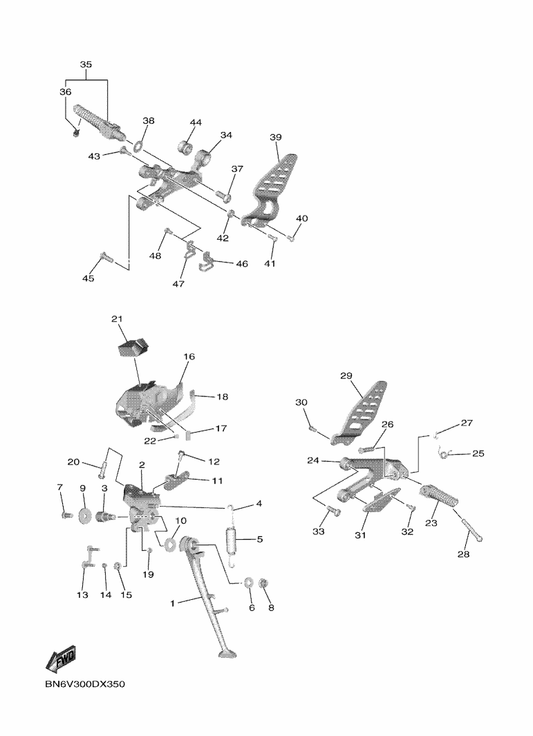 Yamaha 2C0-27491-01 Protector — shown on the Stand & Footrest parts diagram