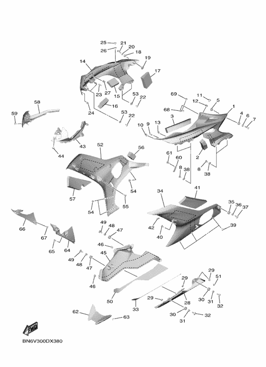 Yamaha BN6-2835U-00-P1 Panel 1 — shown on the Cowling 2 parts diagram