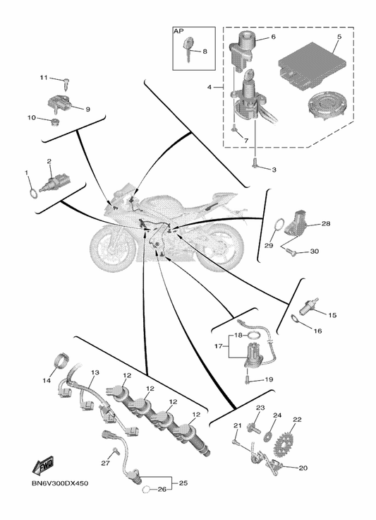 Yamaha BN6-W8250-51 Main Sw. Immobilizer Kit — shown on the Electrical 1 parts diagram