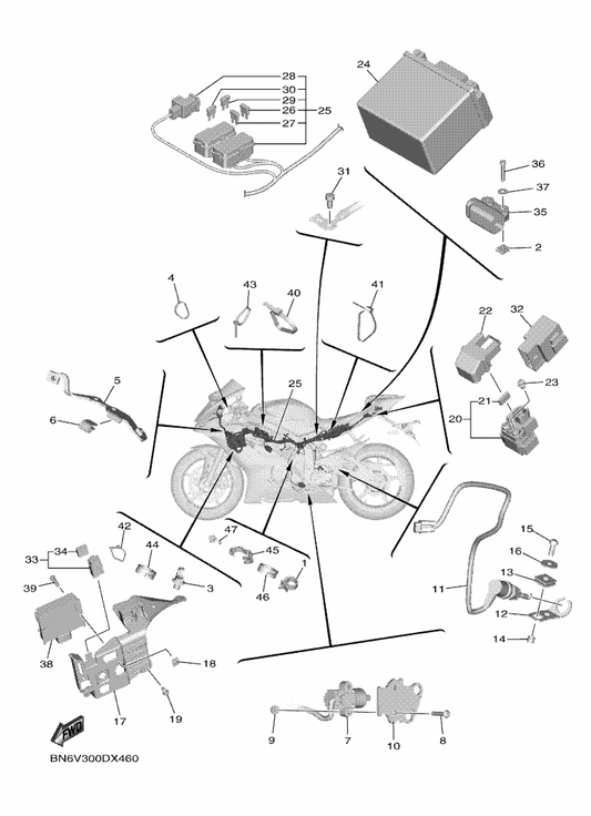 Yamaha BN6-81960-01 Rectifier & Regulator Assy — shown on the Electrical 2 parts diagram