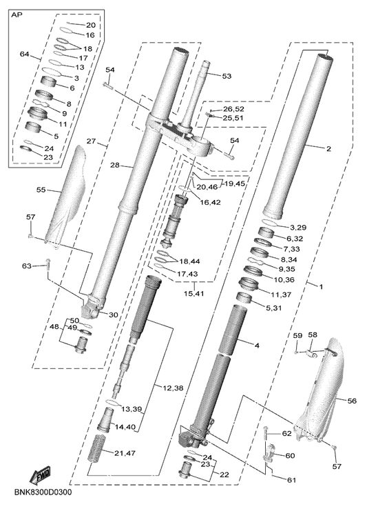 Yamaha B29-4381D-00 . Scraper — shown on the Front Fork parts diagram