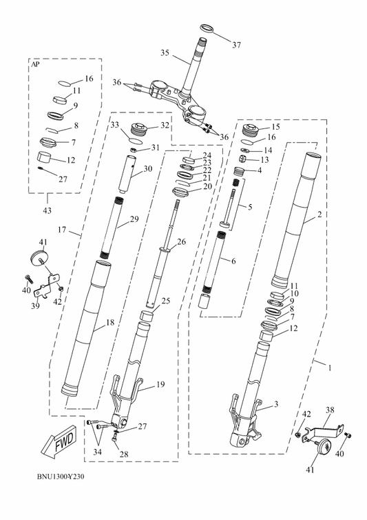 Yamaha 5D7-F3136-51 . Tube, Outer 2 — shown on the Front Fork parts diagram