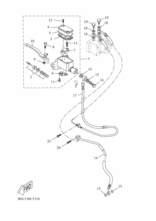 Yamaha BNU-F583T-00 Master Cylinder Assy — shown on the Front Master Cylinder parts diagram