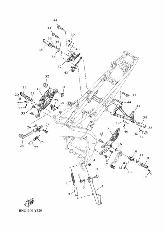 Yamaha 90252-18800 Pin, Cotter — shown on the Stand & Footrest parts diagram