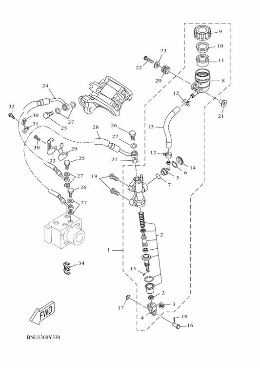 Yamaha B5G-F5808-00 . Cylinder Kit, Master — shown on the Rear Master Cylinder parts diagram