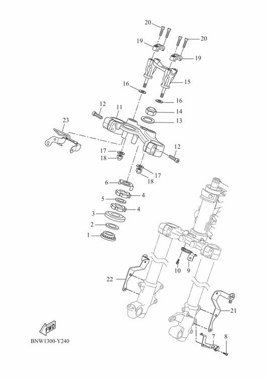 Yamaha BW3-23430-01 Handle Crown Comp. — shown on the Steering parts diagram