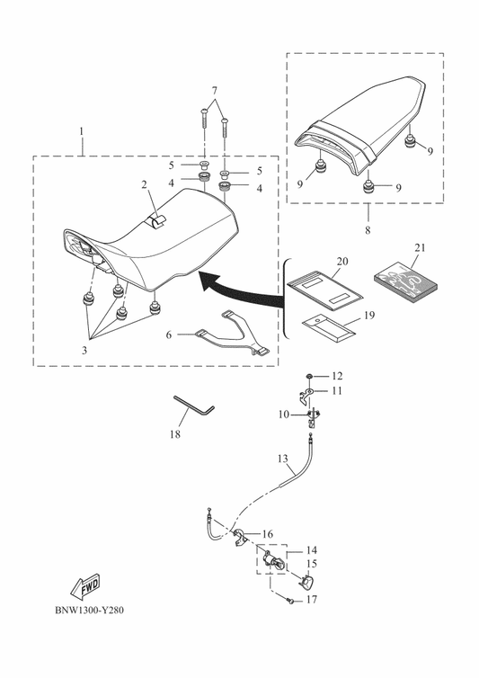 Yamaha BNW-F478E-00 Cable, Seat Lock — shown on the Seat parts diagram