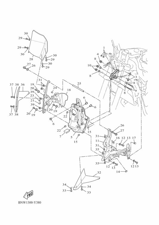 Yamaha BNW-F2869-00 Mole — shown on the Cowling 1 parts diagram