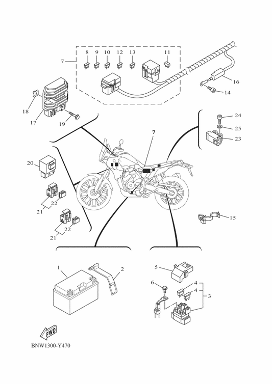 Yamaha BNW-H2590-00 Wire Harness Assy — shown on the Electrical 1 parts diagram
