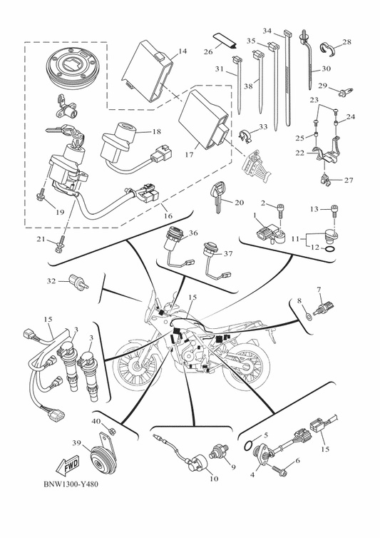 Yamaha 90179-06018 Nut — shown on the Electrical 2 parts diagram