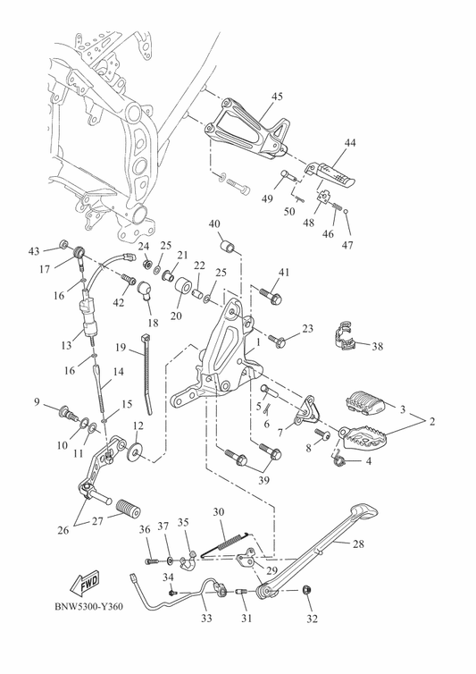 Yamaha BW3-F7413-00 . Cover, Footrest — shown on the Stand & Footrest parts diagram