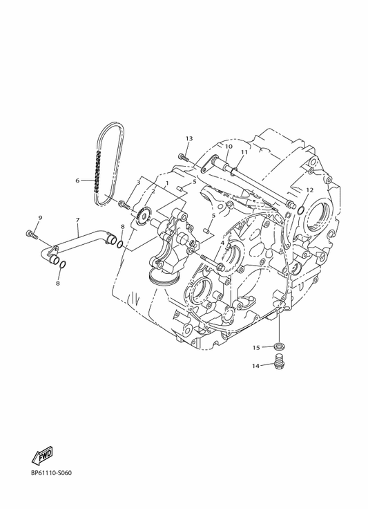 Yamaha 3D8-13416-00 Pipe, Oil 1 — shown on the Oil Pump parts diagram