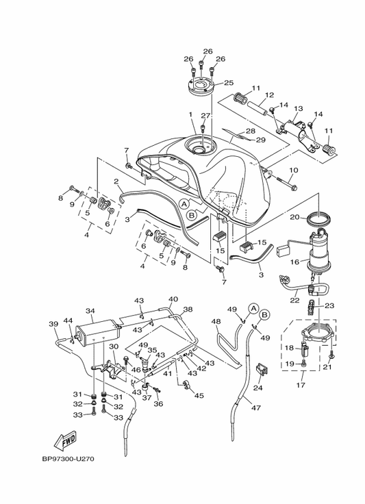 Yamaha BP8-14568-00 Joint — shown on the Fuel parts diagram