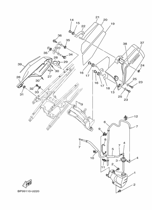 Yamaha 23P-21816-00 Pipe 1 — shown on the Side Cover parts diagram